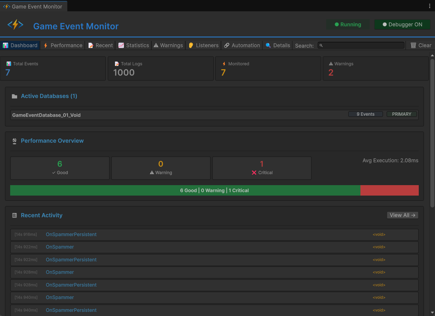 Dashboard Tab - Running State